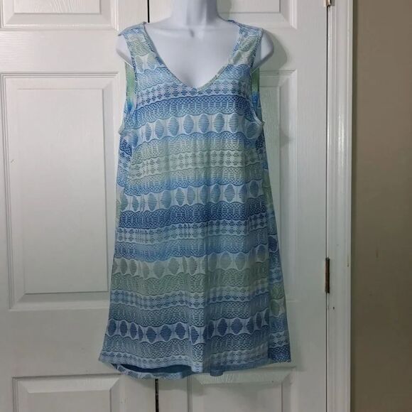 portocruz Other - Portocruz  Swim beach coverup blue green white dress Sz XL